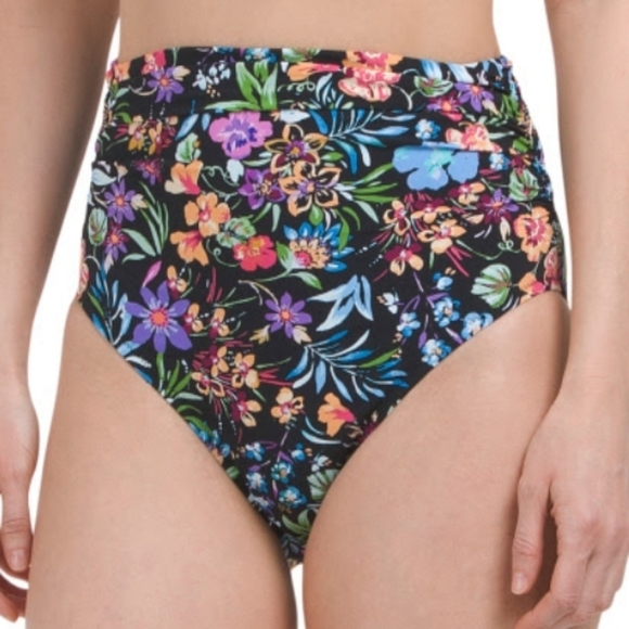 Gottex Floral High Waist Swim Bottom with Side Shirring - Picture 1 of 10